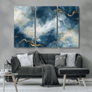 Large Abstract Print - Luxe Blue and Gold Abstract Canvas