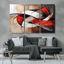 Abstract Wall Art - Modern Red and White Canvas Wall Art
