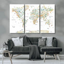 Animal World Map for Kids Room Decor