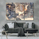 Abstract Blue and Gold Wall Art - Fluid Ink Artwork - Modern