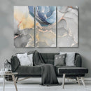 Large Abstract Blue and Gold Canvas Wall Art | Fluid Ink