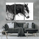 Black Horse Wall Art Canvas Print – Elegant Farmhouse Decor