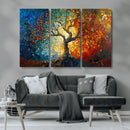 Yggdrasil Tree of Life Mosaic Stained Glass Wall Art Canvas,