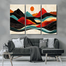 Western Wall Decor - Large Triptych Mountain Canvas - Boho