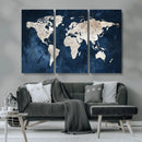 Vintage World Map Canvas Wall Art - Framed Map Print for