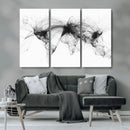 Flight Routes Air Traffic Map Canvas Wall Art - Framed -