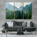Misty Forest Mountain Wall Art Canvas Print – Framed Serene