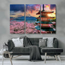 Mount Fuji Cherry Blossom Wall Art Canvas Print – Framed