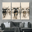 Texas Longhorn Wall Art – Framed Cattle Walking Canvas by MyGreatCanvas | Canvas Wall Art Prints | Photo Prints & Wall Decor