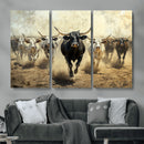 Texas Longhorn Wall Art – Framed Charging Cattle Canvas by MyGreatCanvas | Canvas Wall Art Prints | Photo Prints & Wall Decor