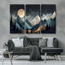 Moonlit Mountain Wall Art Canvas Print – Silhouetted Pines
