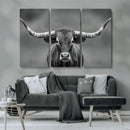 Texas Longhorn Wall Art Canvas Print – Framed Western Bull