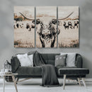 Texas Longhorn Wall Art Canvas Print – Framed Speckled Bull
