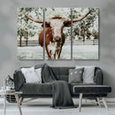Texas Longhorn Wall Art Canvas Print – Framed Spotted Bull