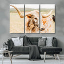 Texas Longhorn Wall Art Canvas Print – Framed Spotted Cow