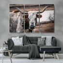 Texas Longhorn Wall Art Canvas Print – Framed Spotted Bull