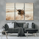 Texas Longhorn Wall Art Canvas Print – Framed Brown Horned