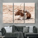 Texas Longhorn Wall Art Canvas Print – Framed Resting Bull by MyGreatCanvas | Canvas Wall Art Prints | Photo Prints & Wall Decor