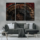 Dark Wood Ring Wall Art Canvas Print – Framed Abstract Tree