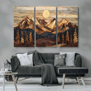 Wood Mountain Landscape Wall Art Canvas Print – Framed