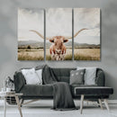 Texas Longhorn Wall Art Canvas Print – Framed Western Cow