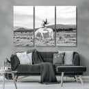 White Horse Wall Art Canvas Print – Framed Woman Rider