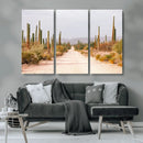 Desert Cactus Lined Road Wall Art Canvas Print – Framed by MyGreatCanvas | Canvas Wall Art Prints | Photo Prints & Wall Decor