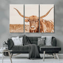 Longhorn Bull Wall Art Canvas Print – Framed Western Cow