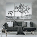 Joshua Trees Wall Art Canvas Print – Framed Black White