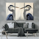 Blue Heron Pair Wall Art Canvas Print – Framed Coastal Bird