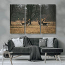 Deer Wall Art Canvas Print – Framed Rustic Wildlife Stags