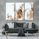 Pampas Grass Wall Art Canvas Print – Framed Neutral Tones