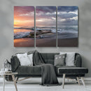 Golden Hour Wall Art Canvas Print – Framed Tranquil Waves
