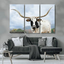 Texas Longhorn Wall Art Canvas Print – Framed Western Rustic