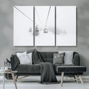 Ski Lift Wall Art Canvas Print – Snowy Alpine Landscape