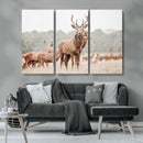 Rustic Nature Wall Art Canvas Print – Stag Woodland Framed