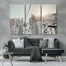 Frosty Pines Wall Art Canvas Print – Framed Cozy Cabin Ski