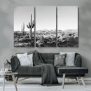 Saguaro Cactus Wall Art Canvas Print – Framed Monochrome