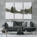 Frosty Pines Wall Art Canvas Print – Framed Silent Snowfall
