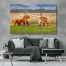 Texas Longhorn Pair Wall Art Canvas Print – Peaceful Rustic by MyGreatCanvas | Canvas Wall Art Prints | Photo Prints & Wall Decor