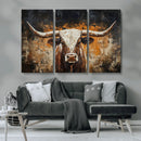 Abstract Longhorn Bull Wall Art Canvas Print – Vintage by MyGreatCanvas | Canvas Wall Art Prints | Photo Prints & Wall Decor