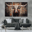 Rustic Longhorn Bull Wall Art Canvas Print – Vintage Western by MyGreatCanvas | Canvas Wall Art Prints | Photo Prints & Wall Decor