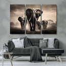 Elephant Family Wall Art Canvas Print, Framed Elephant Wall