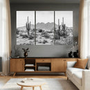 Black White Arizona Desert Canvas Wall Art Cactus Farmhouse
