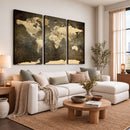 Large Framed Vintage World Map Wall Art Print for Home Wall