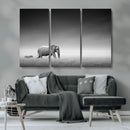Elephand and Zebra Wall Art Canvas Print, Modern Artwork