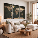 Vintage World Map Canvas Wall Art – Framed Travel Map for