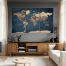 Navy Blue World Map Canvas Print – Framed Travel Map Wall by MyGreatCanvas | Canvas Wall Art Prints | Photo Prints & Wall Decor