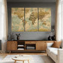 Vintage World Map Wall Art Canvas Print, Detailed World Map