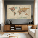 Vintage World Map Canvas Wall Art Print – Framed Modern